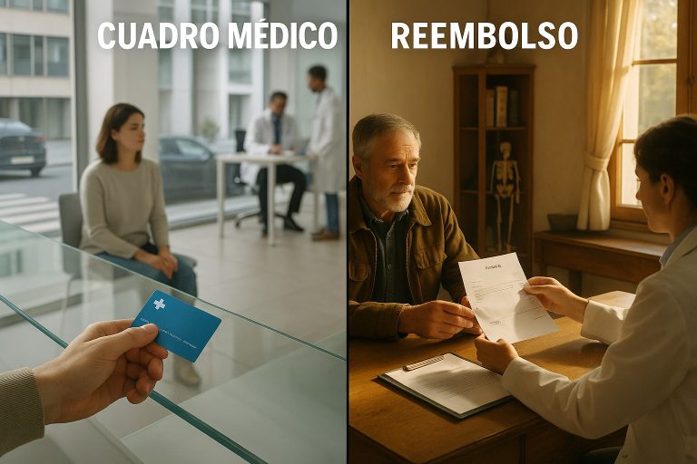Seguro de salud con cuadro médico amplio vs reembolso: cuál encaja si viajas o vives fuera de una gran ciudad